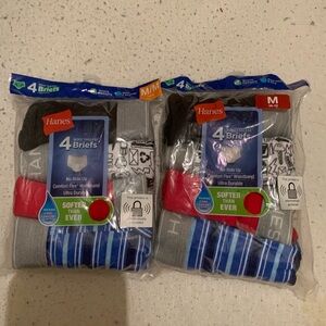Hanes Boys' Briefs Multi-Pack - Black, Red, Blue size medium 10-12 (2packs)